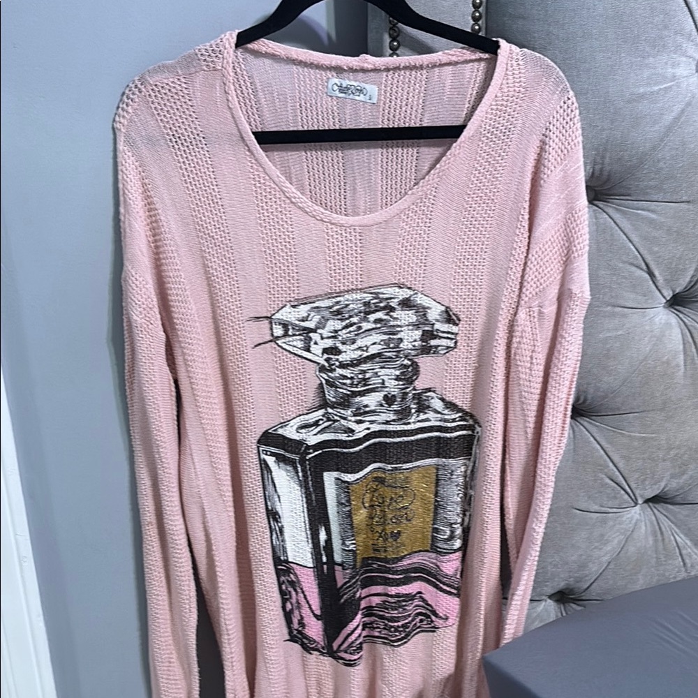 Lauren Moshi Pink Graphic Long Sleeve Hoodie